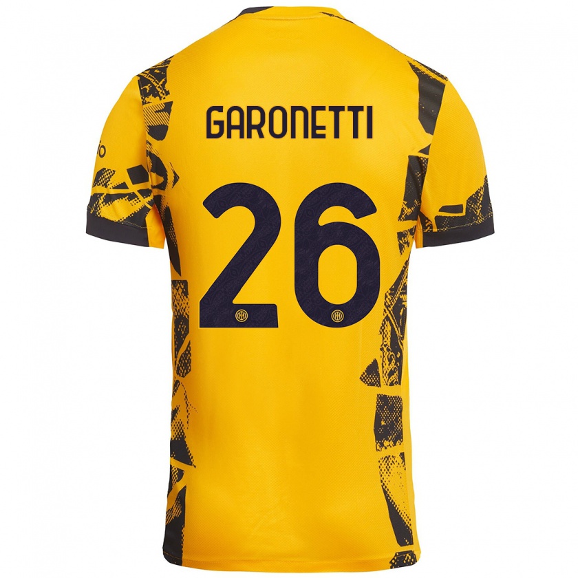 Kandiny Enfant Maillot Gabriele Garonetti #26 Doré Noir Troisieme 2024/25 T-Shirt