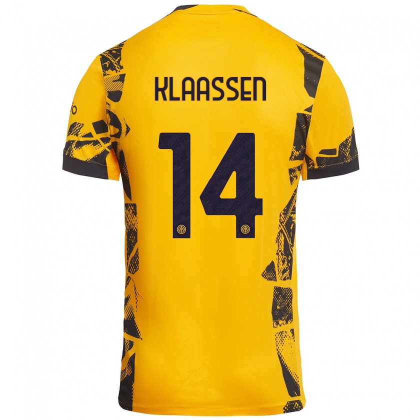 Kandiny Enfant Maillot Davy Klaassen #14 Doré Noir Troisieme 2024/25 T-Shirt