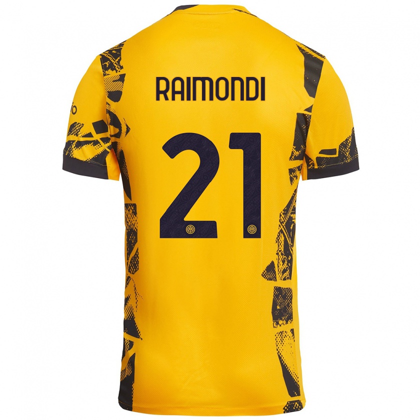 Kandiny Enfant Maillot Paolo Raimondi #21 Doré Noir Troisieme 2024/25 T-Shirt