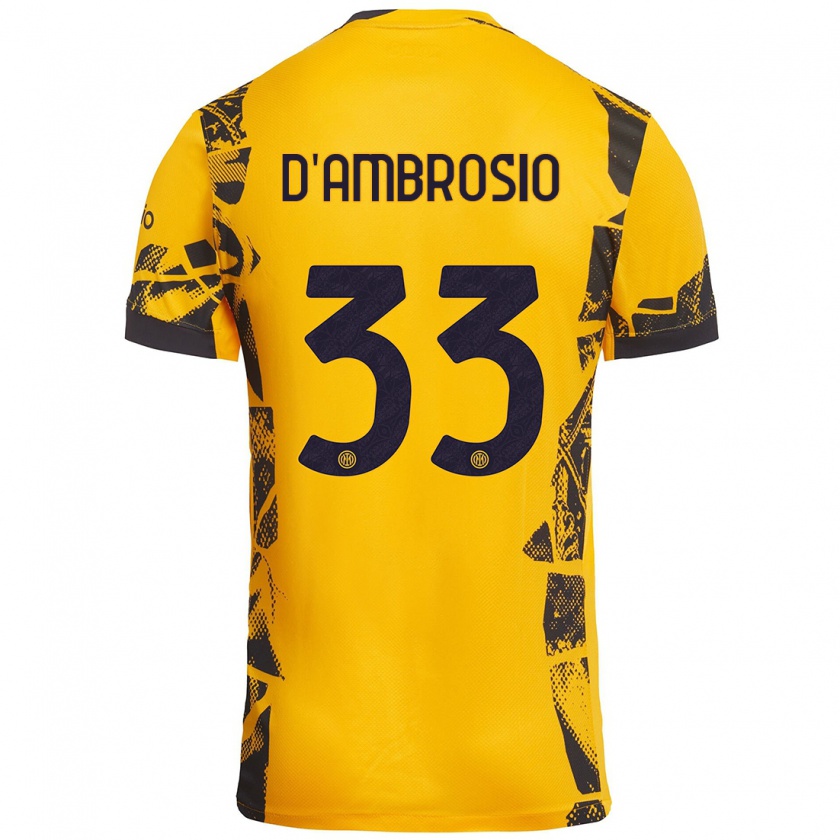 Kandiny Enfant Maillot Danilo D'ambrosio #33 Doré Noir Troisieme 2024/25 T-Shirt