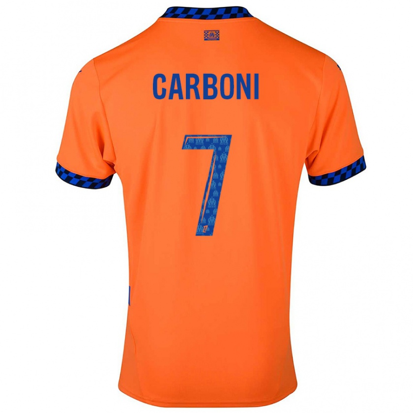 Kandiny Enfant Maillot Valentín Carboni #7 Orange Bleu Foncé Troisieme 2024/25 T-Shirt