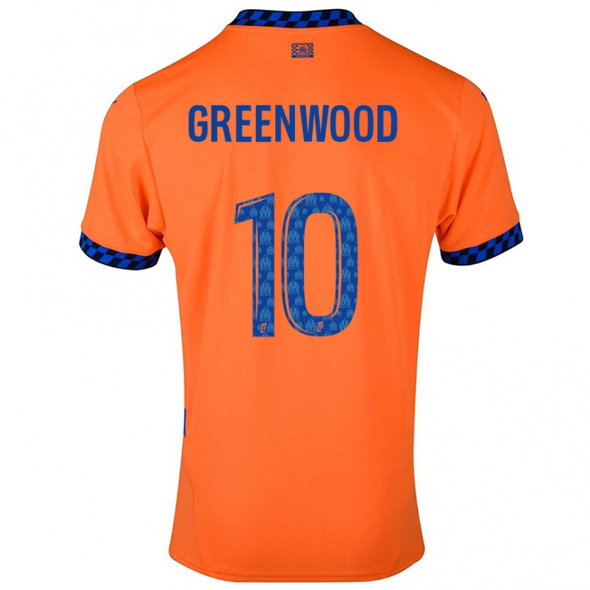 Kandiny Enfant Maillot Mason Greenwood #10 Orange Bleu Foncé Troisieme 2024/25 T-Shirt