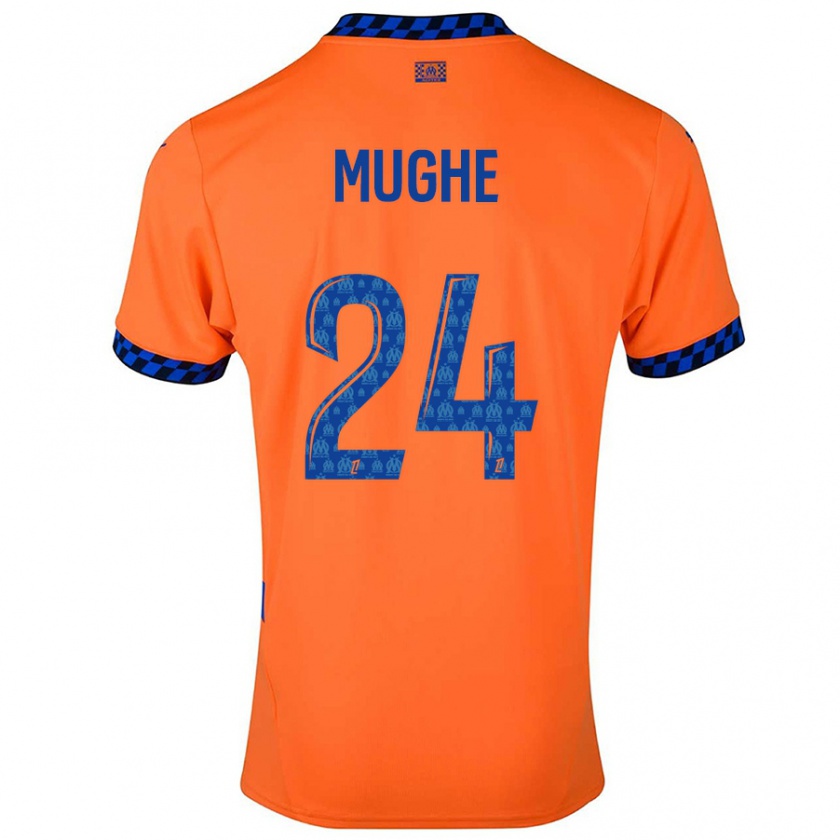 Kandiny Enfant Maillot François Mughe #24 Orange Bleu Foncé Troisieme 2024/25 T-Shirt