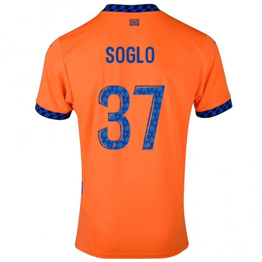 Kandiny Enfant Maillot Emran Soglo #37 Orange Bleu Foncé Troisieme 2024/25 T-Shirt