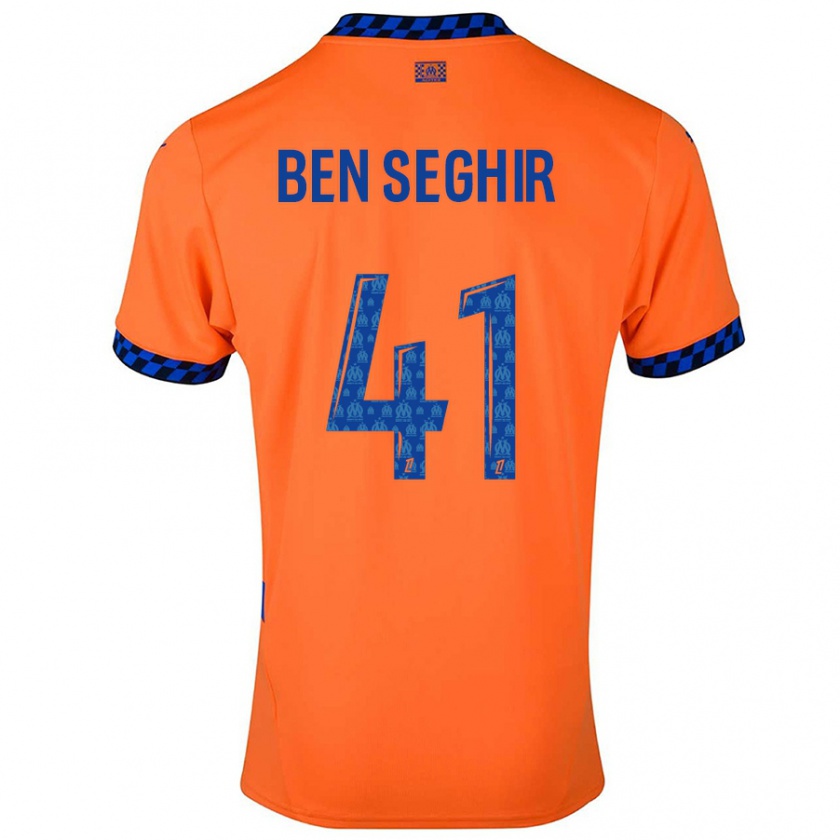 Kandiny Enfant Maillot Salim Ben Seghir #41 Orange Bleu Foncé Troisieme 2024/25 T-Shirt