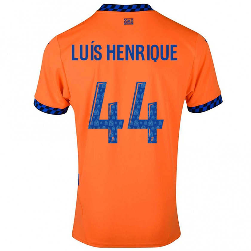 Kandiny Enfant Maillot Luis Henrique #44 Orange Bleu Foncé Troisieme 2024/25 T-Shirt