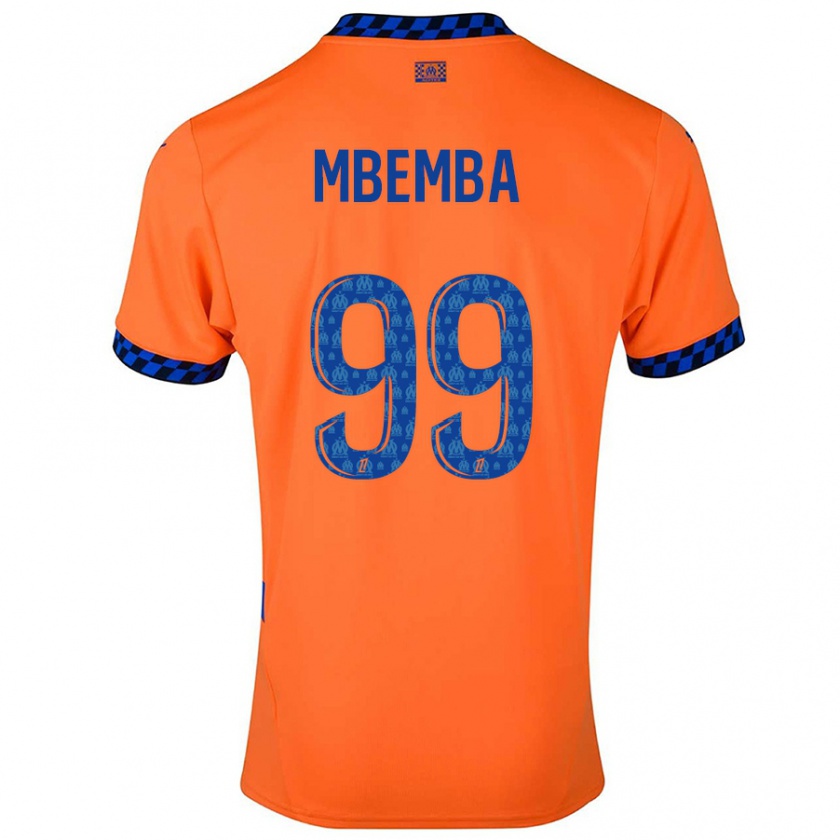 Kandiny Enfant Maillot Chancel Mbemba #99 Orange Bleu Foncé Troisieme 2024/25 T-Shirt