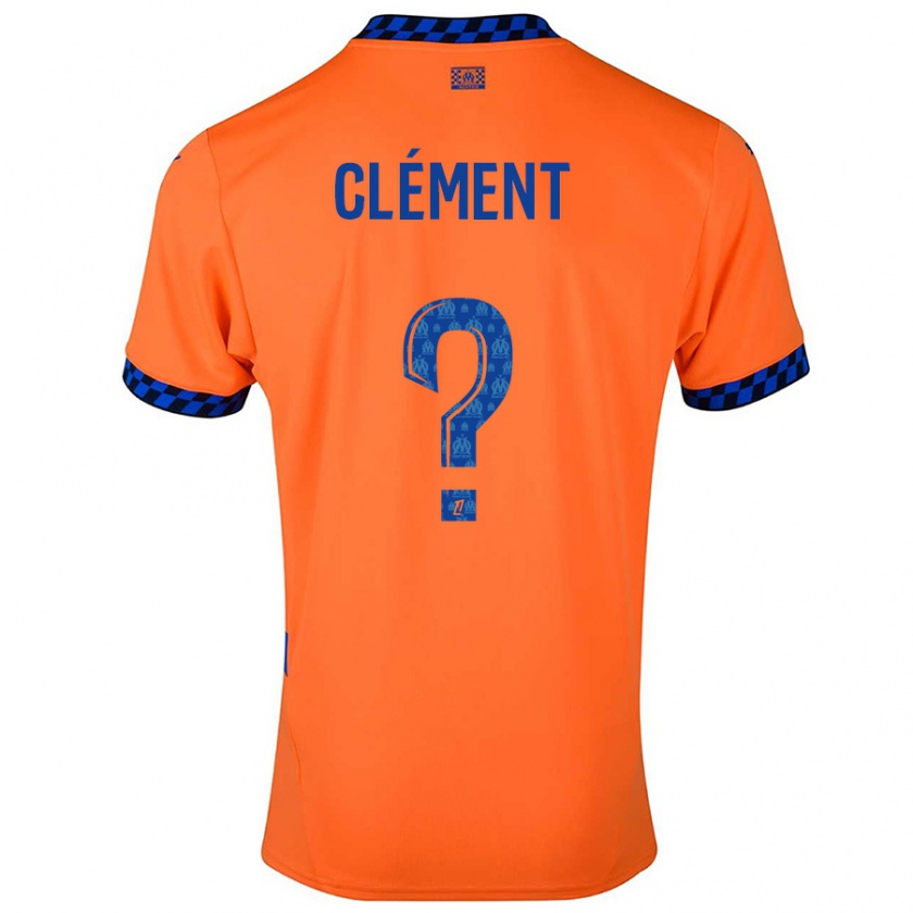 Kandiny Enfant Maillot Mathis Clément #0 Orange Bleu Foncé Troisieme 2024/25 T-Shirt