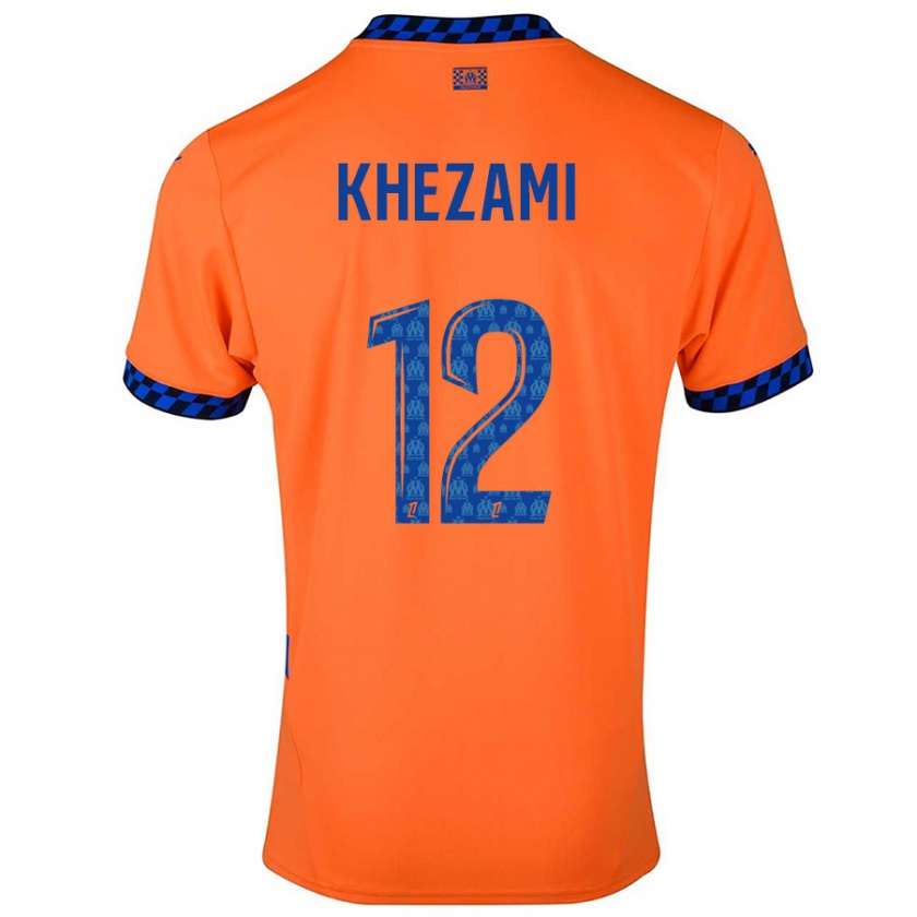 Kandiny Enfant Maillot Roselène Khezami #12 Orange Bleu Foncé Troisieme 2024/25 T-Shirt