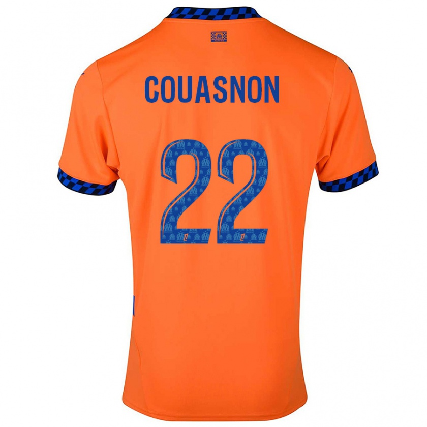 Kandiny Enfant Maillot Roxane Couasnon #22 Orange Bleu Foncé Troisieme 2024/25 T-Shirt