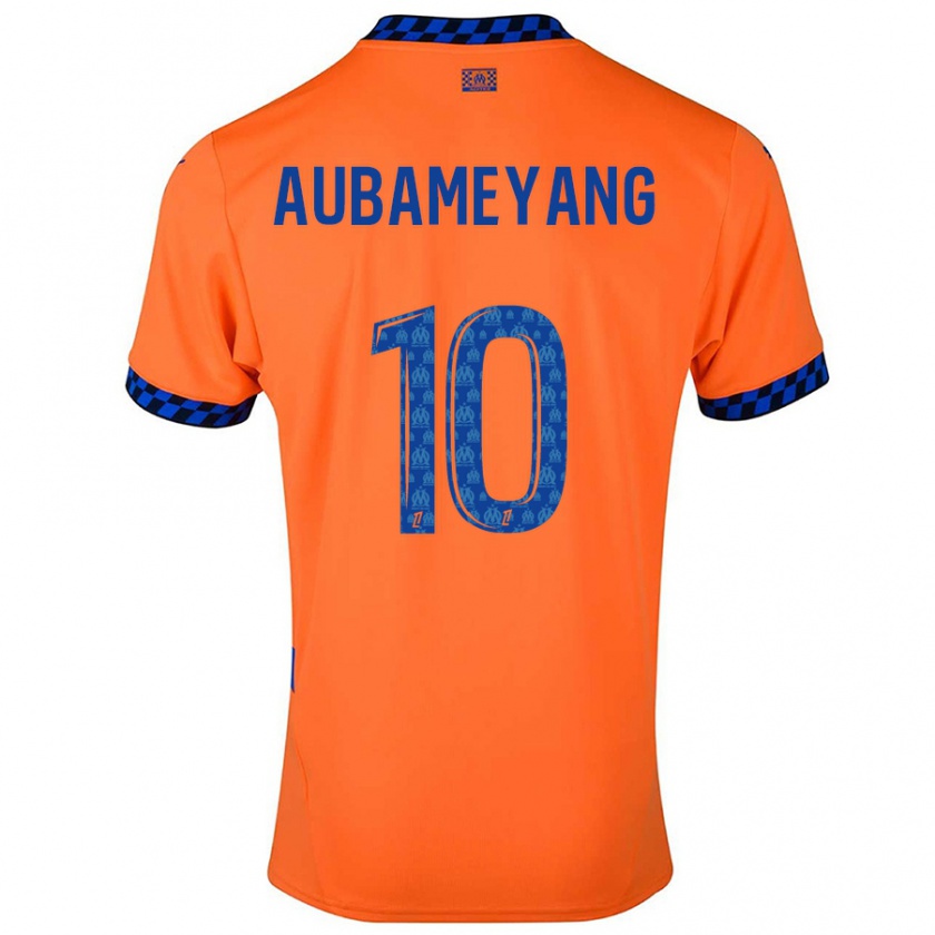 Kandiny Enfant Maillot Pierre-Emerick Aubameyang #10 Orange Bleu Foncé Troisieme 2024/25 T-Shirt