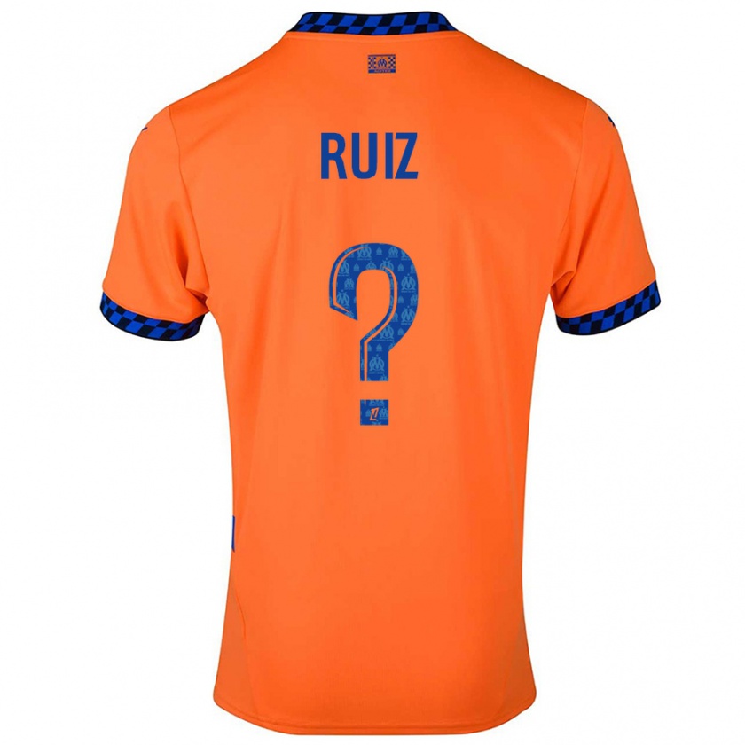 Kandiny Enfant Maillot Pedro Ruiz #0 Orange Bleu Foncé Troisieme 2024/25 T-Shirt