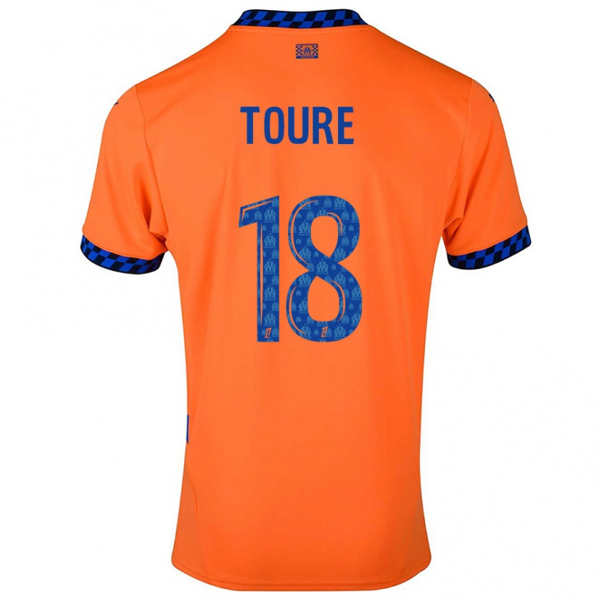 Kandiny Enfant Maillot Isaak Toure #18 Orange Bleu Foncé Troisieme 2024/25 T-Shirt