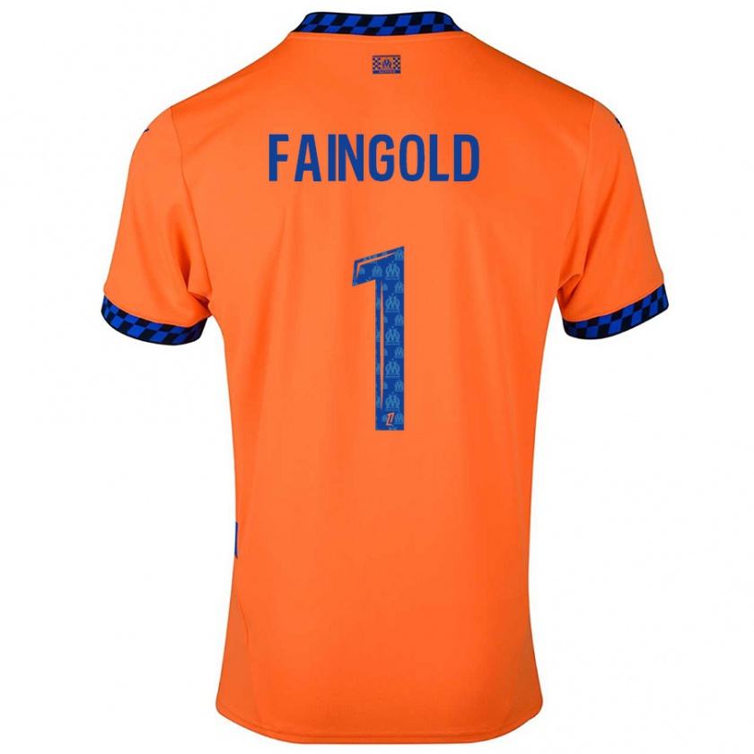 Kandiny Enfant Maillot Abbie Faingold #1 Orange Bleu Foncé Troisieme 2024/25 T-Shirt