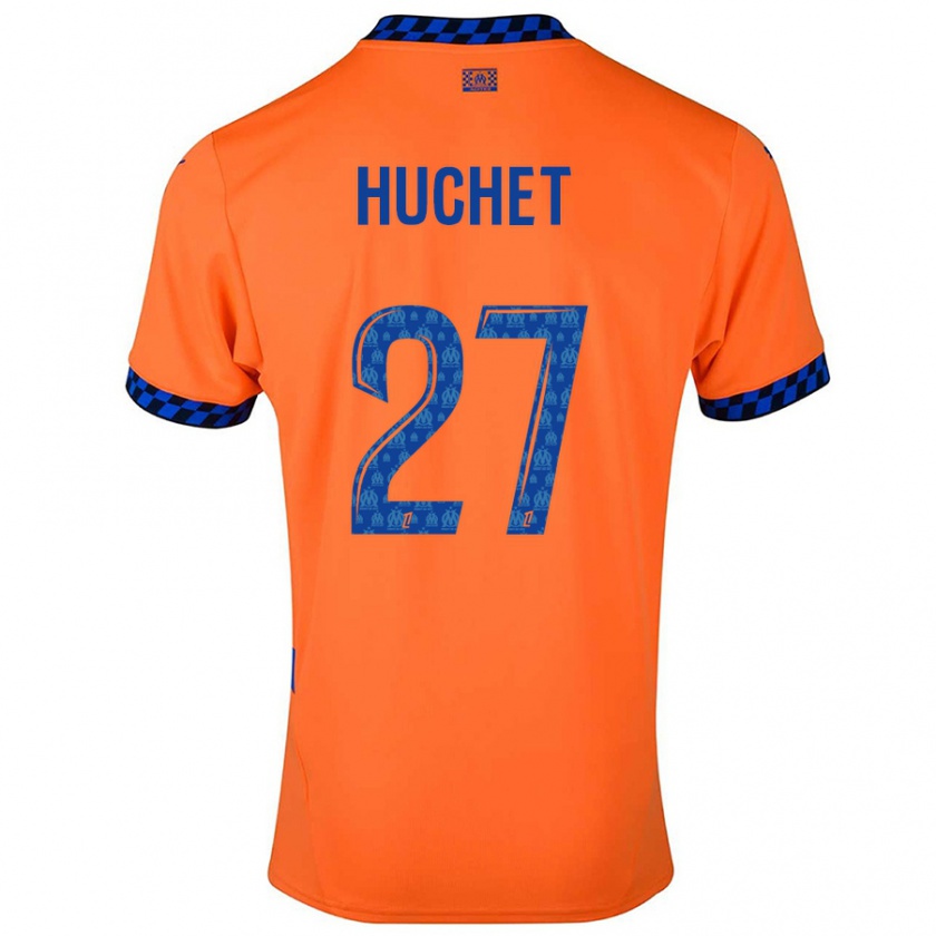 Kandiny Enfant Maillot Sarah Huchet #27 Orange Bleu Foncé Troisieme 2024/25 T-Shirt