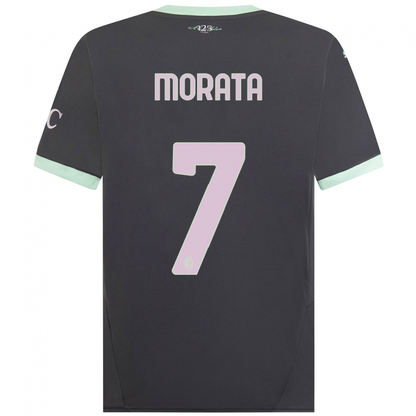 Kandiny Enfant Maillot Álvaro Morata #7 Gris Troisieme 2024/25 T-Shirt