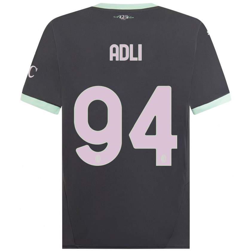 Kandiny Enfant Maillot Yacine Adli #94 Gris Troisieme 2024/25 T-Shirt