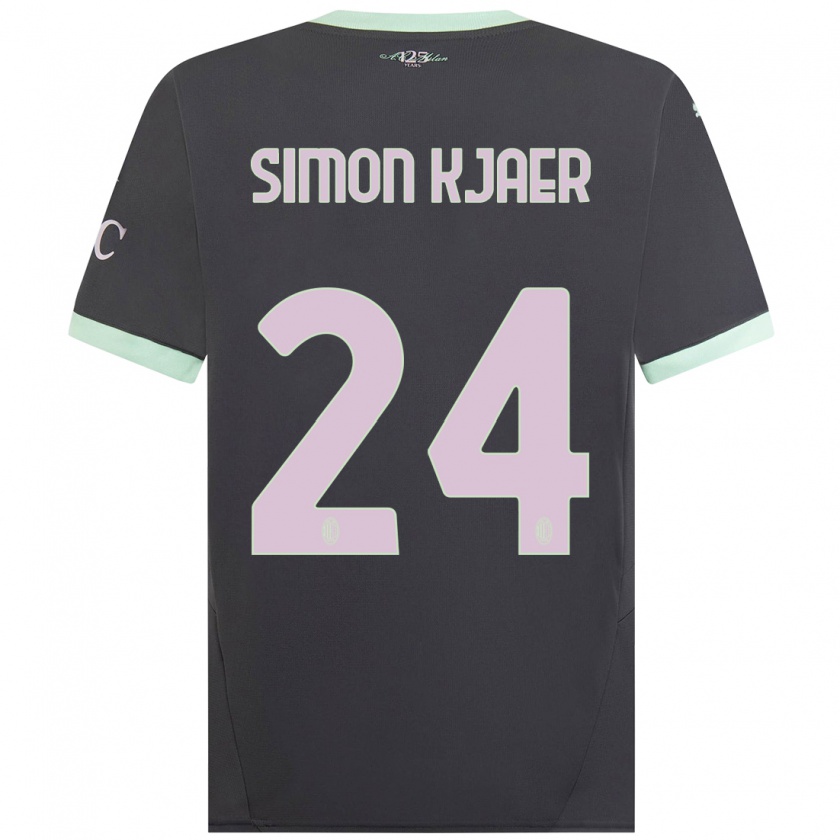 Kandiny Enfant Maillot Simon Kjaer #24 Gris Troisieme 2024/25 T-Shirt