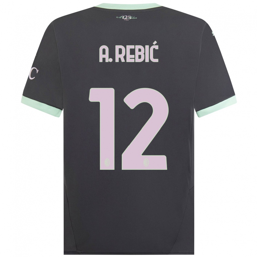 Kandiny Enfant Maillot Ante Rebic #12 Gris Troisieme 2024/25 T-Shirt