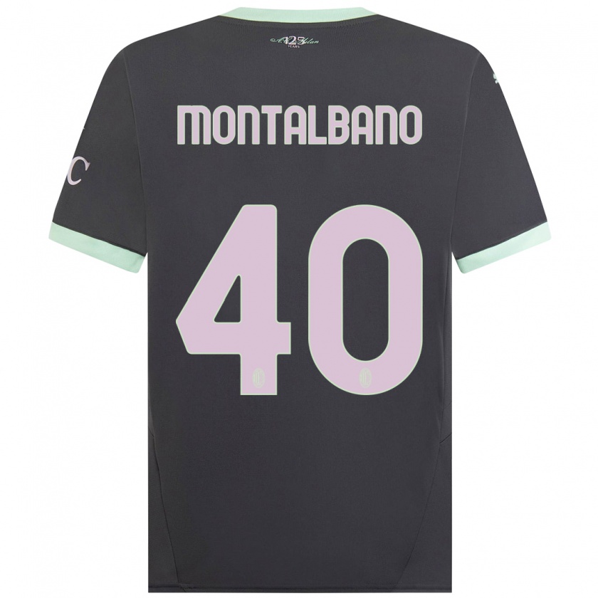 Kandiny Enfant Maillot Nicolo Montalbano #40 Gris Troisieme 2024/25 T-Shirt