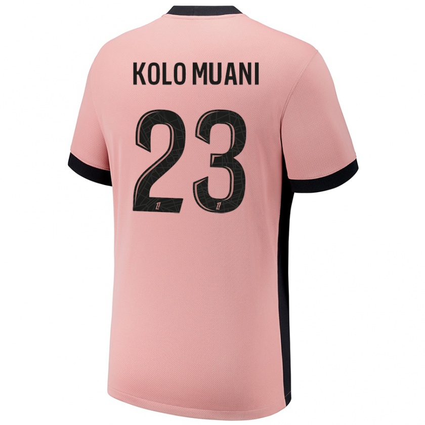 Kandiny Enfant Maillot Randal Kolo Muani #23 Rouille Rose Troisieme 2024/25 T-Shirt