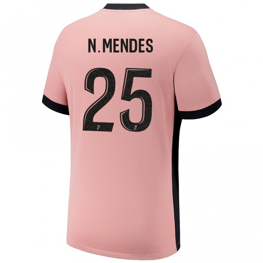 Kandiny Enfant Maillot Nuno Mendes #25 Rouille Rose Troisieme 2024/25 T-Shirt