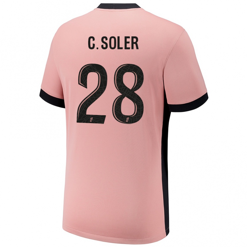 Kandiny Enfant Maillot Carlos Soler #28 Rouille Rose Troisieme 2024/25 T-Shirt