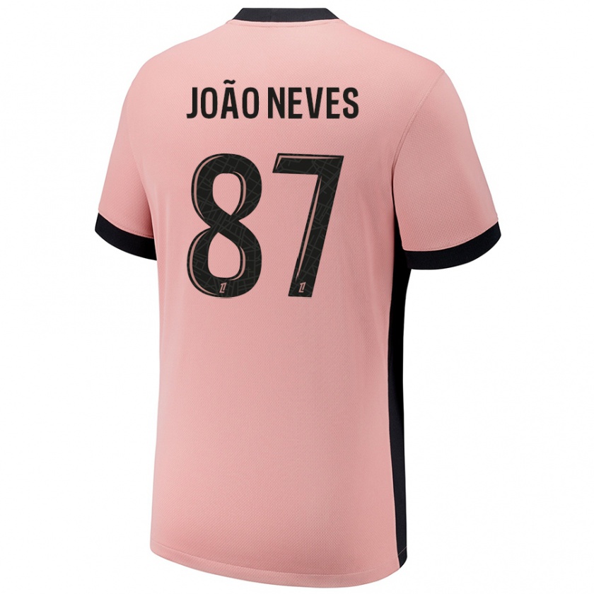 Kandiny Enfant Maillot João Neves #87 Rouille Rose Troisieme 2024/25 T-Shirt