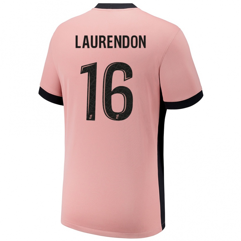 Kandiny Enfant Maillot Bilal Laurendon #16 Rouille Rose Troisieme 2024/25 T-Shirt