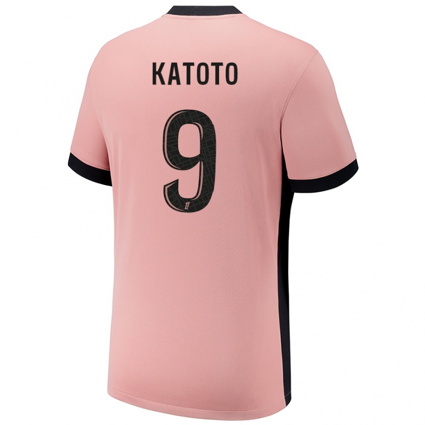 Kandiny Enfant Maillot Marie-Antoinette Katoto #9 Rouille Rose Troisieme 2024/25 T-Shirt