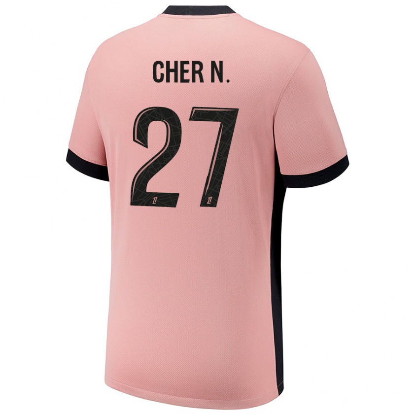 Kandiny Enfant Maillot Cher Ndour #27 Rouille Rose Troisieme 2024/25 T-Shirt