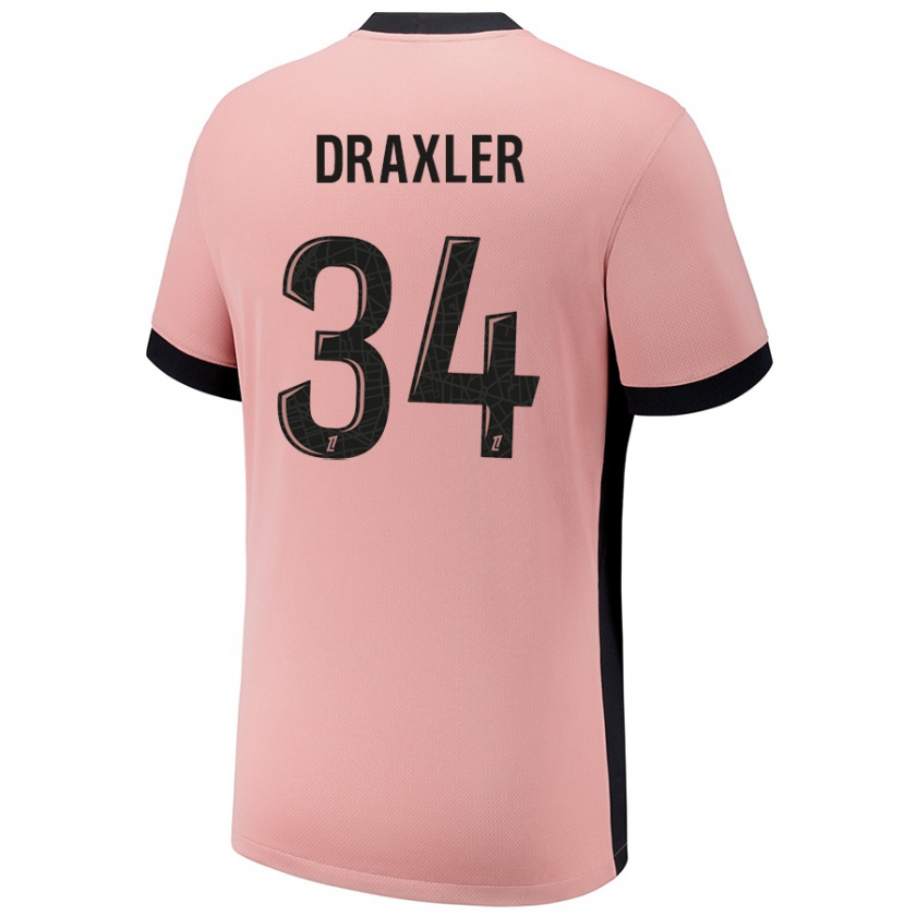 Kandiny Enfant Maillot Julian Draxler #34 Rouille Rose Troisieme 2024/25 T-Shirt