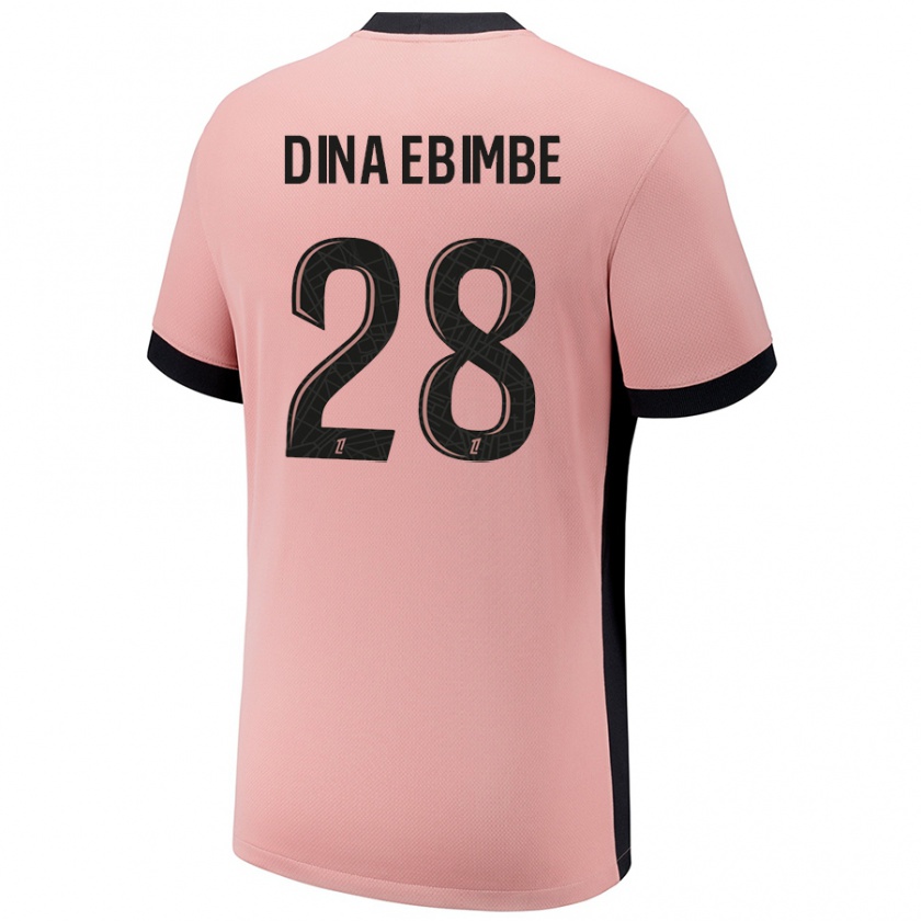 Kandiny Enfant Maillot Eric Junior Dina Ebimbe #28 Rouille Rose Troisieme 2024/25 T-Shirt