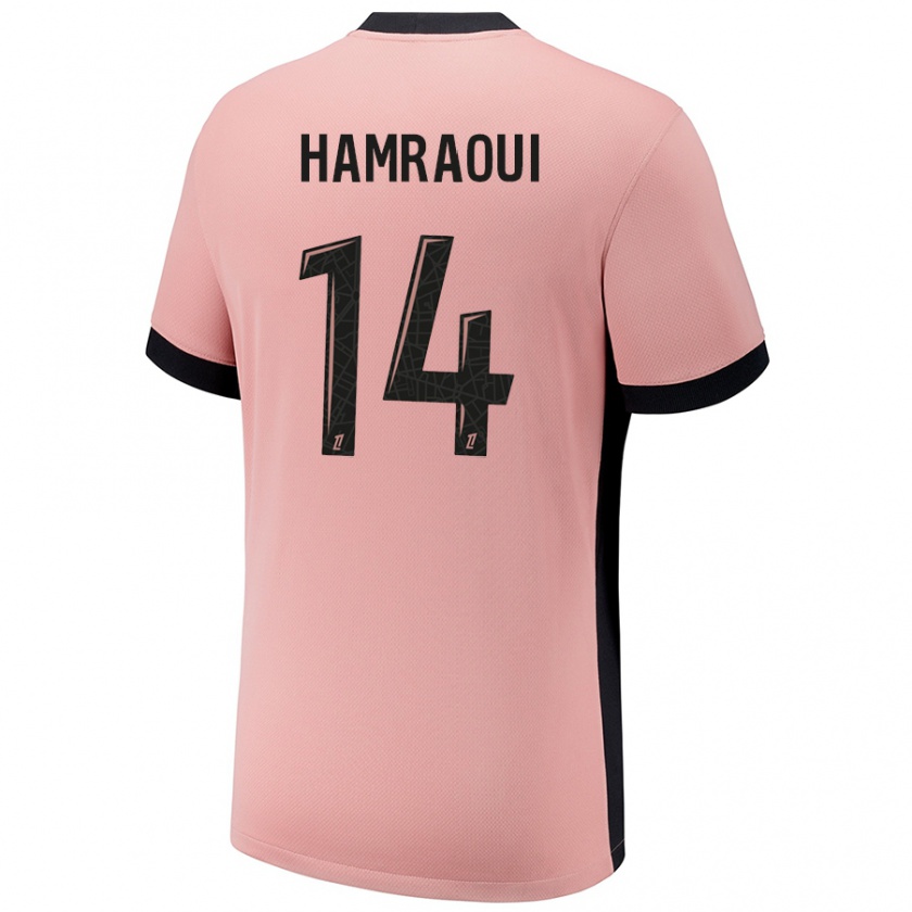 Kandiny Enfant Maillot Kheira Hamraoui #14 Rouille Rose Troisieme 2024/25 T-Shirt