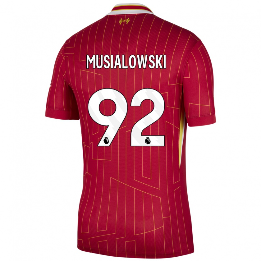 Kandiny Homme Maillot Mateusz Musialowski #92 Rouge Jaune Blanc Tenues Domicile 2024/25 T-Shirt