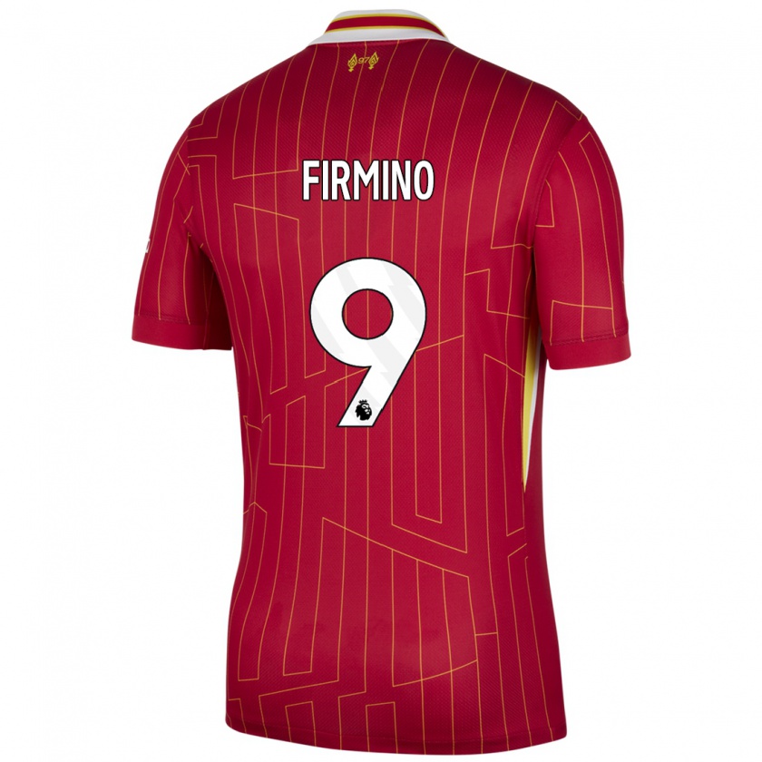 Kandiny Homme Maillot Roberto Firmino #9 Rouge Jaune Blanc Tenues Domicile 2024/25 T-Shirt