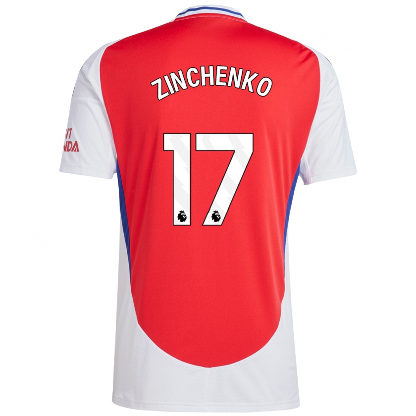 Kandiny Homme Maillot Oleksandr Zinchenko #17 Rouge Blanc Tenues Domicile 2024/25 T-Shirt