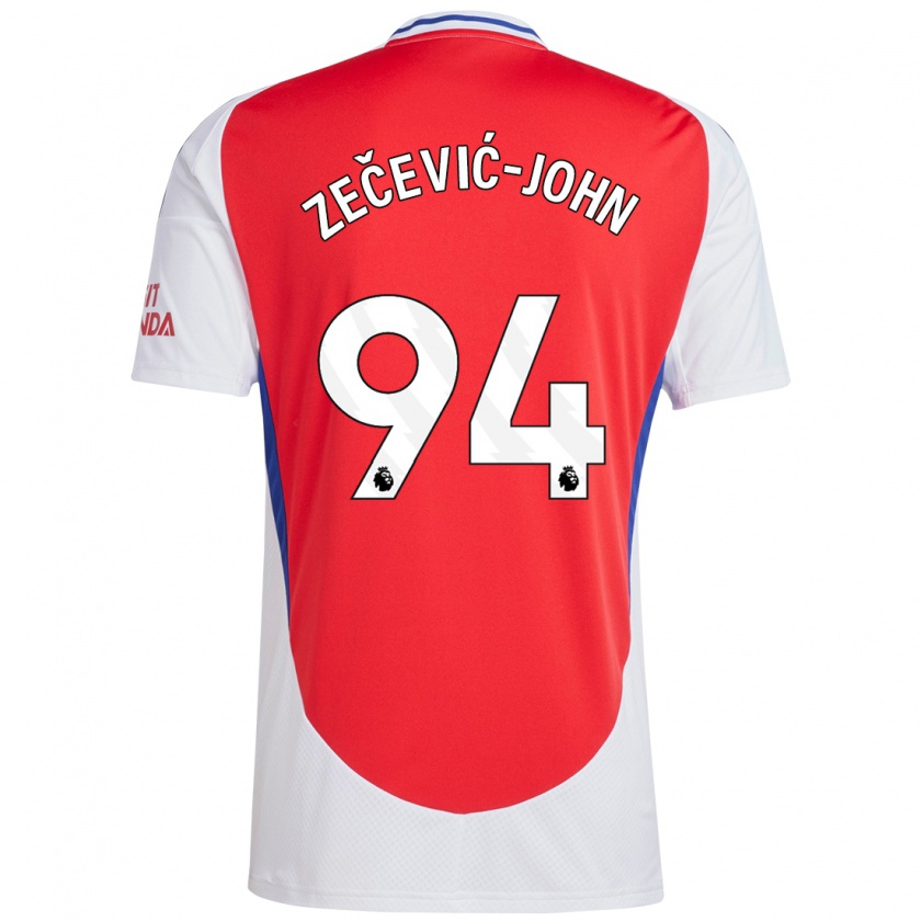 Kandiny Homme Maillot Louis Zečević-John #94 Rouge Blanc Tenues Domicile 2024/25 T-Shirt