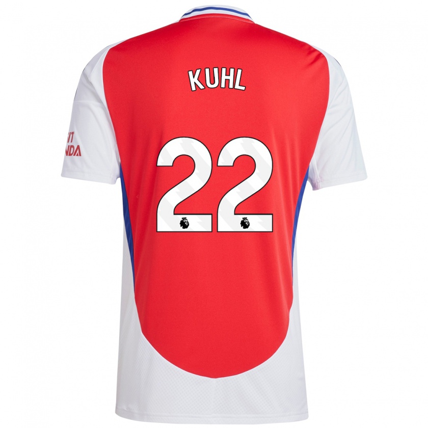 Kandiny Homme Maillot Kathrine Møller Kühl #22 Rouge Blanc Tenues Domicile 2024/25 T-Shirt