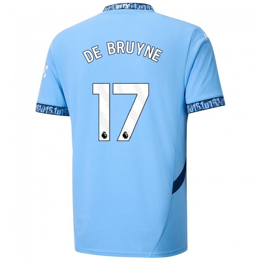 Kandiny Homme Maillot Kevin De Bruyne #17 Bleu Marine Tenues Domicile 2024/25 T-Shirt