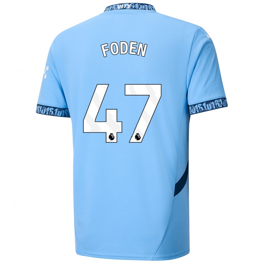 Kandiny Homme Maillot Phil Foden #47 Bleu Marine Tenues Domicile 2024/25 T-Shirt