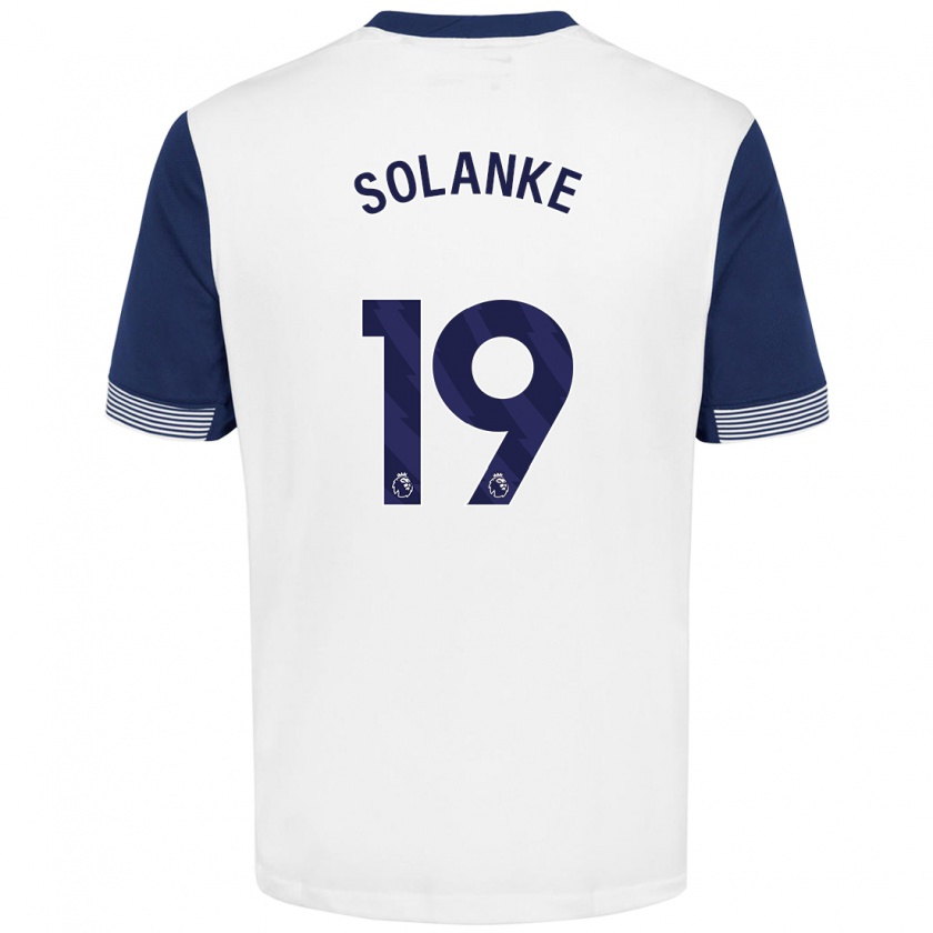 Kandiny Homme Maillot Dominic Solanke #19 Blanc Bleu Tenues Domicile 2024/25 T-Shirt