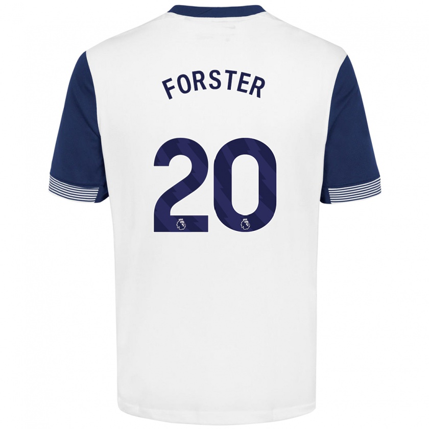 Kandiny Homme Maillot Fraser Forster #20 Blanc Bleu Tenues Domicile 2024/25 T-Shirt