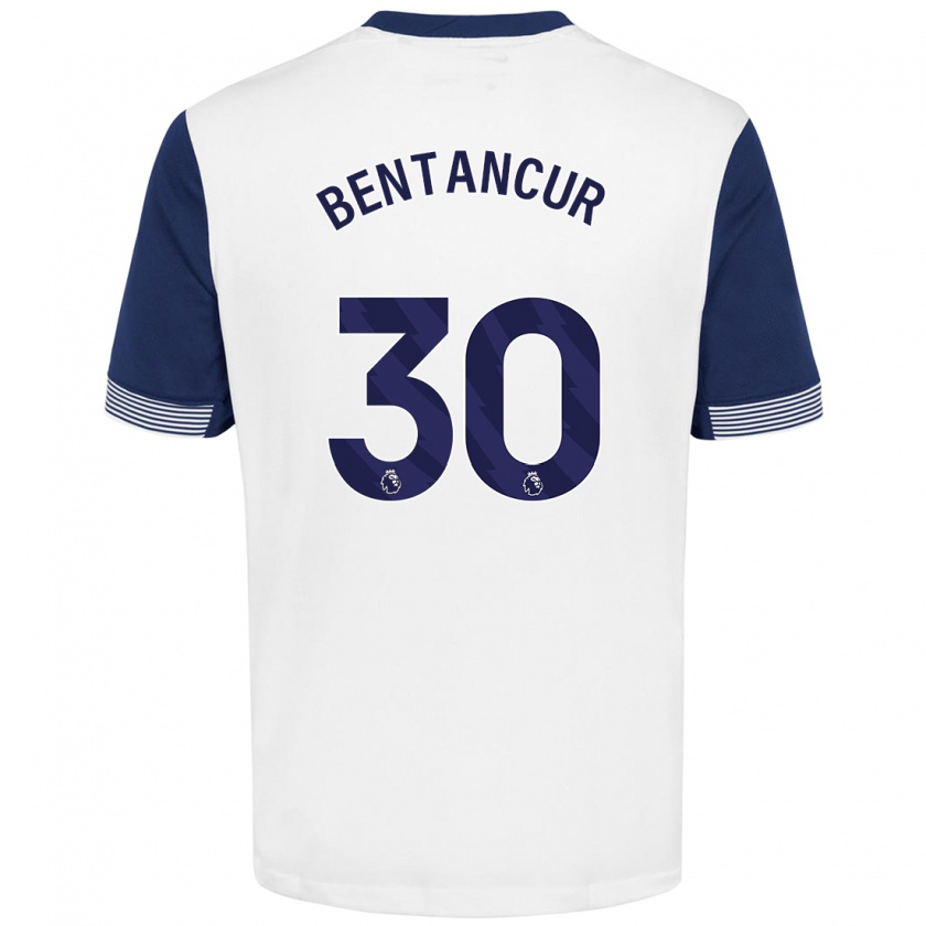 Kandiny Homme Maillot Rodrigo Bentancur #30 Blanc Bleu Tenues Domicile 2024/25 T-Shirt