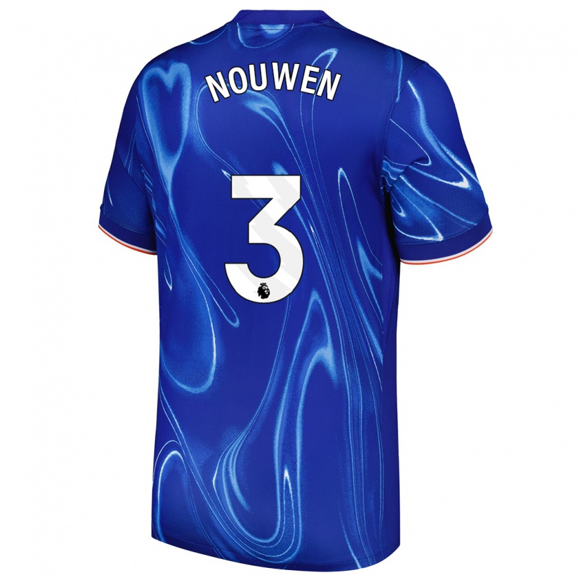 Kandiny Homme Maillot Aniek Nouwen #3 Bleu Blanc Tenues Domicile 2024/25 T-Shirt