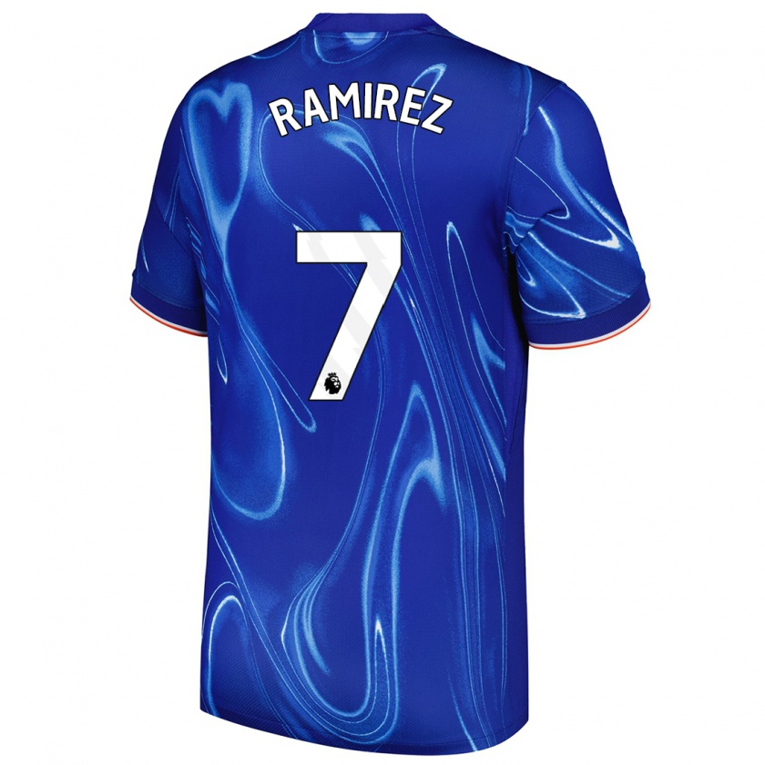 Kandiny Homme Maillot Mayra Ramírez #7 Bleu Blanc Tenues Domicile 2024/25 T-Shirt