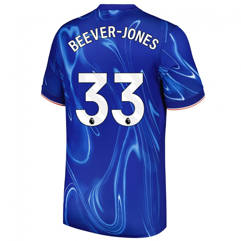 Kandiny Homme Maillot Aggie Beever-Jones #33 Bleu Blanc Tenues Domicile 2024/25 T-Shirt