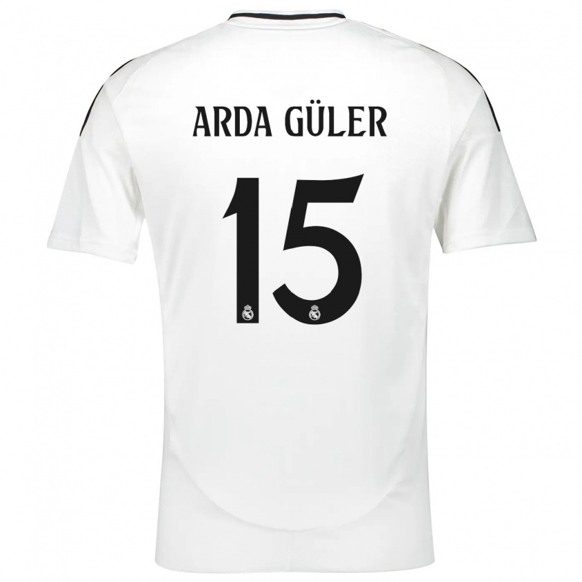 Kandiny Homme Maillot Arda Güler #15 Blanc Tenues Domicile 2024/25 T-Shirt