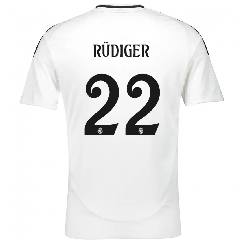 Kandiny Homme Maillot Antonio Rüdiger #22 Blanc Tenues Domicile 2024/25 T-Shirt