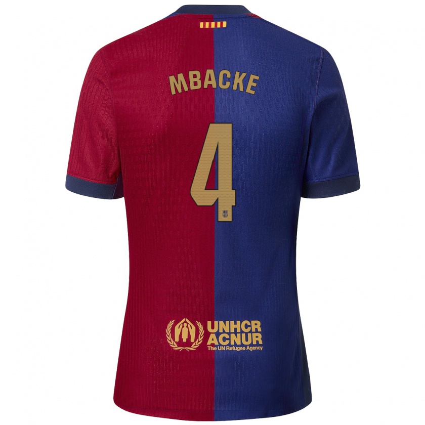 Kandiny Homme Maillot Mamadou Mbacke #4 Bleu Rouge Tenues Domicile 2024/25 T-Shirt